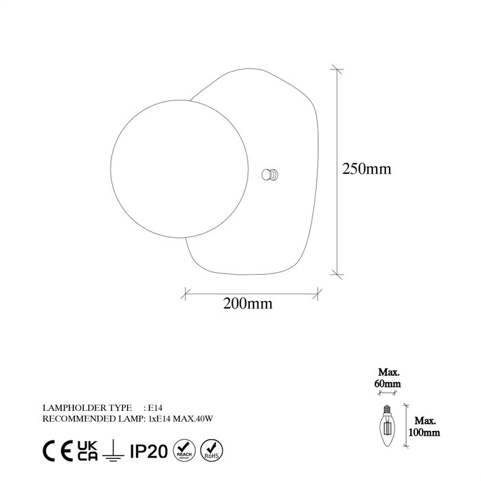 Opviq Well - 11680 Lámpara de pared Negro y Crema